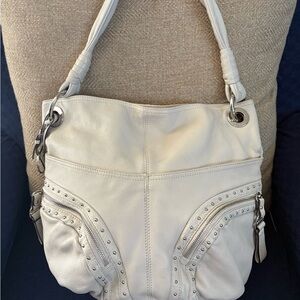 B Makowsky White Leather Handbag
